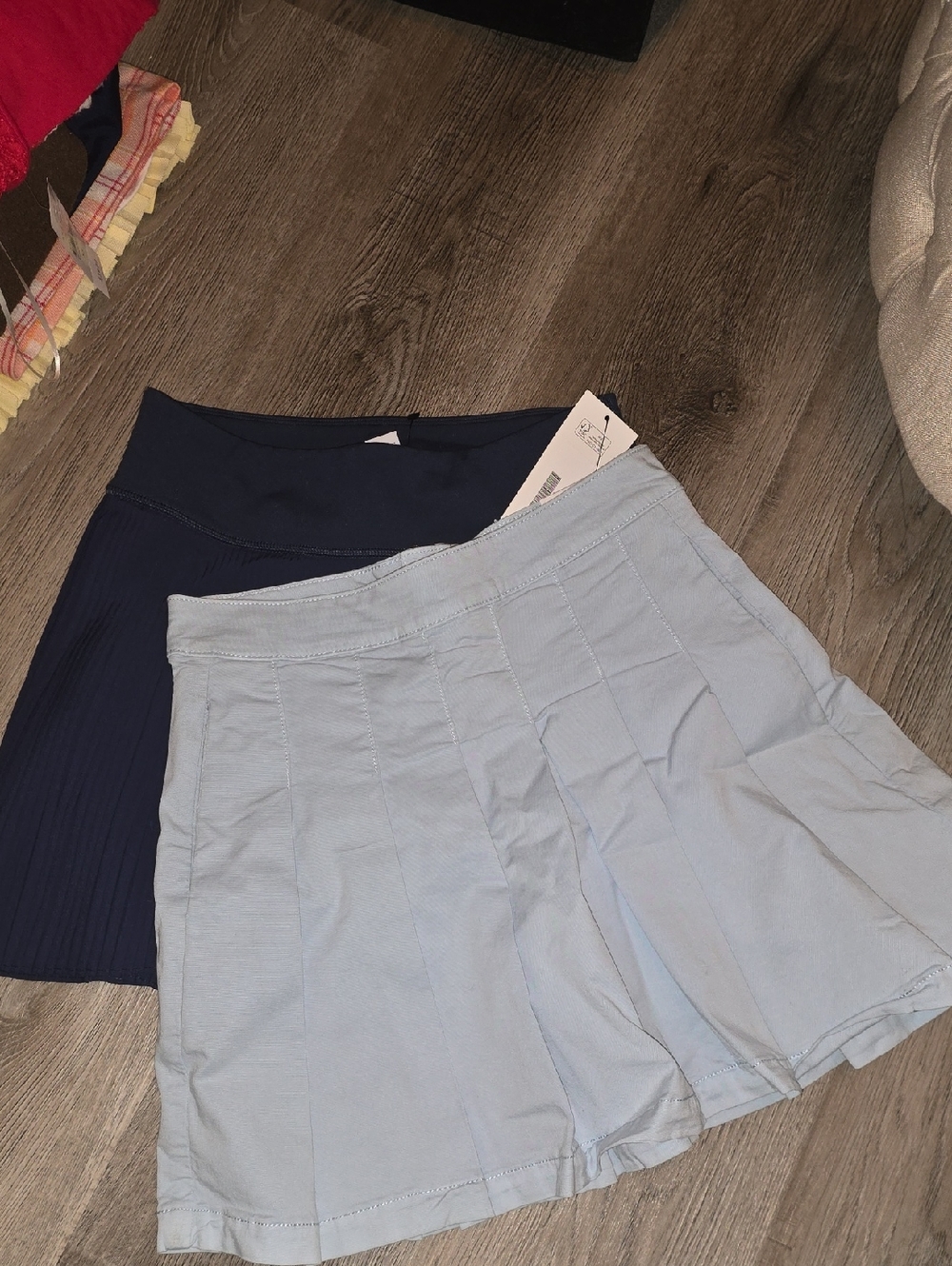 Light Blue Pleated Skort with Navy Layer